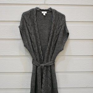 Ann Taylor LOFT Chunky Cable Knit Belted Cardigan